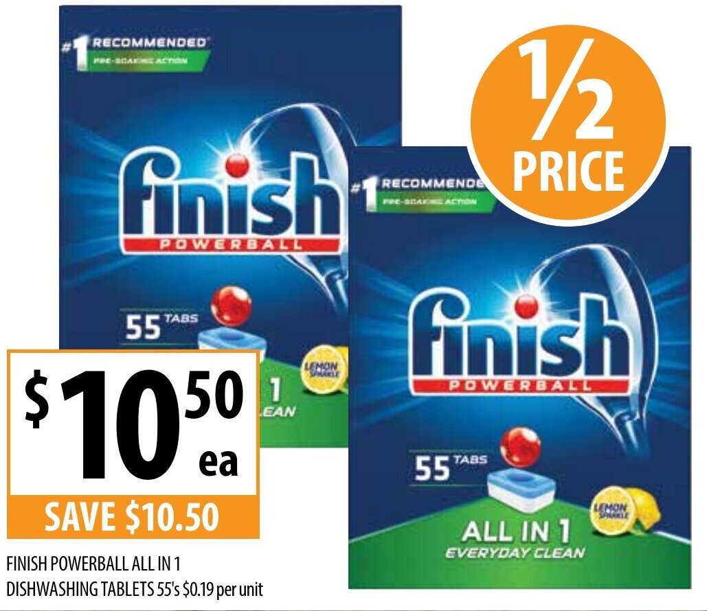 Finish Powerball All In 1 Dishwashing Tablets offer at Supabarn