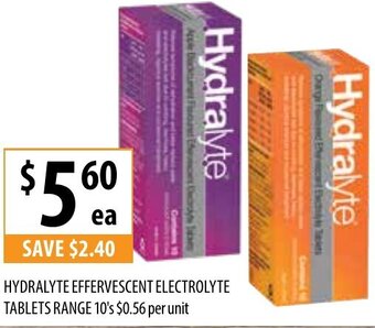 Supabarn Hydralyte Effervescent Electrolyte Tablets Range 10's offer
