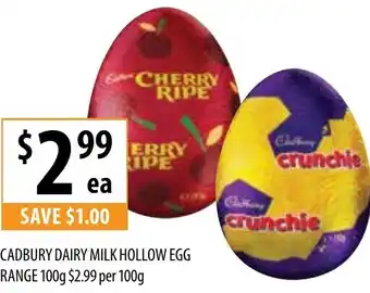 Supabarn Cadbury Dairy Milk Hollow Egg Range 100g offer