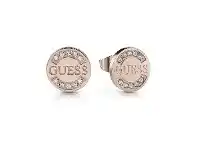 Bevilles Jewellery Guess Uptown Chic Rose Gold Plated Guess Logo Coin Stud Earrings offer
