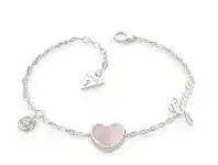 Bevilles Jewellery Guess Sea Gift Rhodium Plated Mother of Pearl Pink Heart & Crystal Bracelet offer
