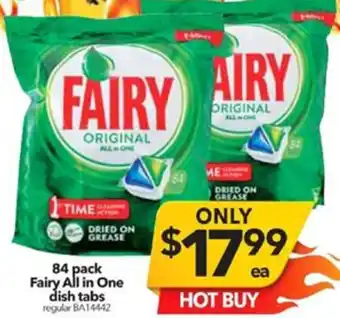 Cheap as Chips 84 Pack Fairy All in One Dish Tabs BA14442 offer