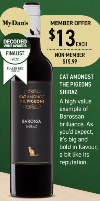 Dan Murphy's Cat Amongst The Pigeons Shiraz offer