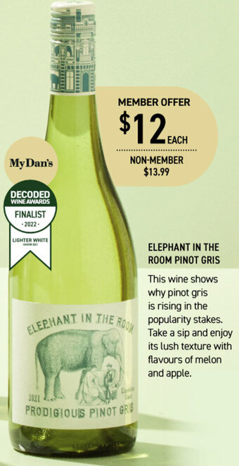 Dan Murphy's Elephant In The Room Pinot Gris offer
