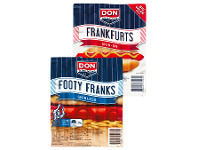 Don Skin On Frankfurts 500g or Skinless Footy Franks 375g