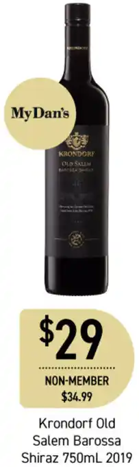 Dan Murphy's Krondorf Old Salem Barossa Shiraz 750ml offer