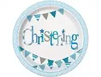 The Party People Shop Plates - Dinner, Christening Blue 8 pk offer