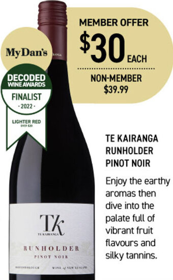 Dan Murphy's Te Kairanga Runholder Pinot Noir offer