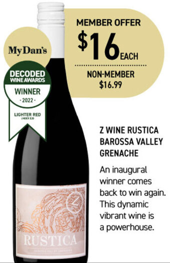 Z Wine Rustica Barossa Valley Grenache