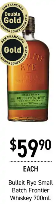 Bulleit Rye Small Batch Frotier Whiskey 700ml