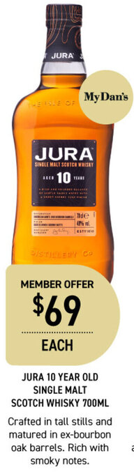 Jura 10 Year Old Single Malt Scotch Whisky 700ml