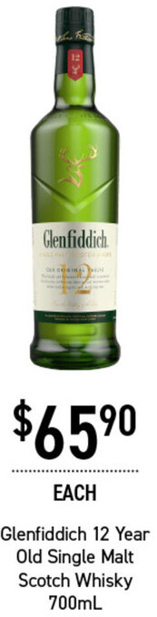 Dan Murphy's Glenfiddich 12 Year Old Single Malt Scotch Whisky 700ml offer