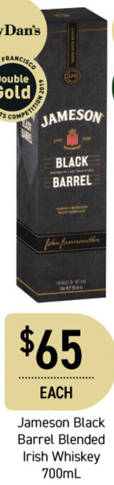 Dan Murphy's Jameson Black Barrel Blended Irish Whiskey 700ml offer
