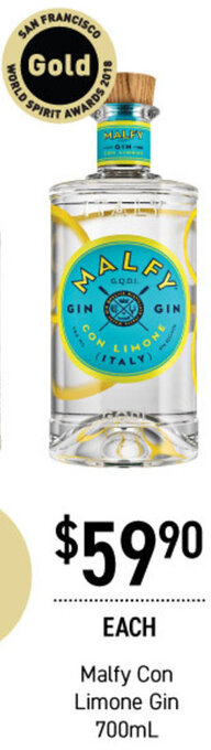 Dan Murphy's Malfy Con Limone Gin 700ml offer