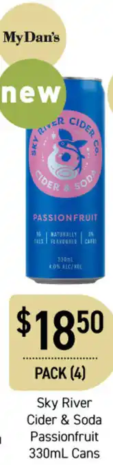 Sky River Cider & Sofa Passionfruit 330ml Cans