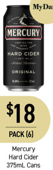 Dan Murphy's Mercury Hard Cider 375ml Cans offer