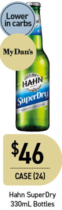 Dan Murphy's Hahn SuperDry 330ml Bottles offer