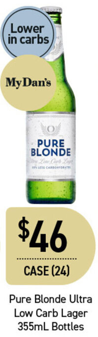 Dan Murphy's Pure Blonde Ultra Low Carb Lager 355ml Bottles offer