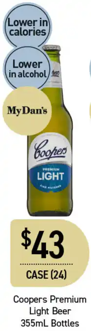 Dan Murphy's Coopers Premium Light Beer 355ml Bottles offer