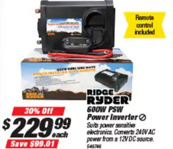 Ridge Ryder 600W PSW Power Inverter 545745