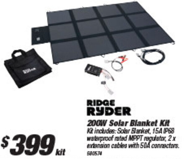 Ridge Ryder 200W Solar Blanket kit 580574 offer at SuperCheap Auto