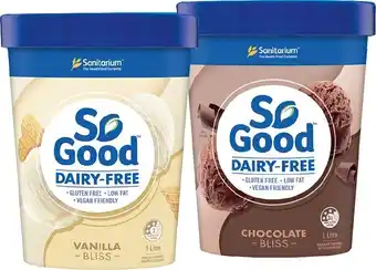 IGA Sanitarium So Good Chocolate or Vanilla Bliss Frozen Dessert 1 Litre offer