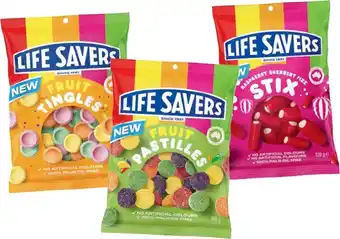 IGA Life Savers Stix, Fruit Pastilles or Tingles Share Pack 180-220g Selected Varieties offer