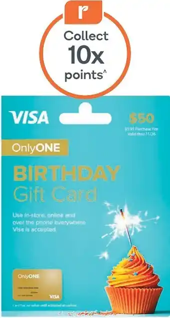 Woolworths Only 1 Visa Birthday Gift Card $50 offer