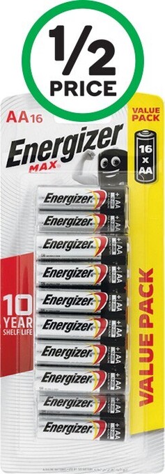 Woolworths Energizer Max AA Pk 16 or AAA Pk 14 offer