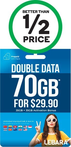 Woolworths Lebara $29.90 Starter PackΔ offer