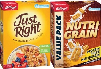 Coles Kellogg's Nutri Grain 765g, Crunchy Nut Corn Flakes 640g or Just Right Original 740g offer