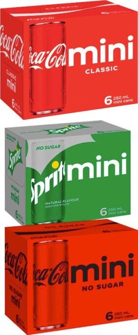 Coles Coca-Cola, Fanta or Sprite Mini Soft Drink 6x250mL offer