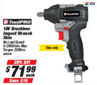 SuperCheap Auto ToolPro 18V Brushless Impact Wrench Skin 600272 offer
