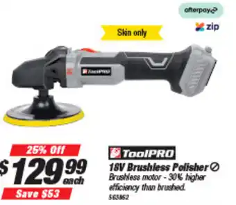 SuperCheap Auto ToolPro 18V Brushless Polisher 563552 offer
