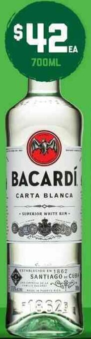 The Bottle O Bacardi Carta Blanca Rum offer