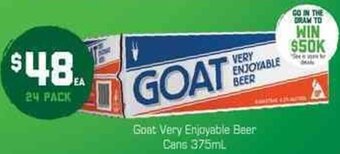 The Bottle O Goat Very Enjoyable Beer Cans 375ml offer
