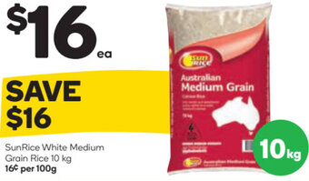 Woolworths SunRice White Medium Grain Rice 10 Kg offer