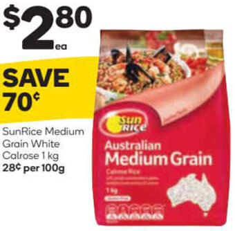 Woolworths SunRice Medium Grain White Calrose 1kg offer