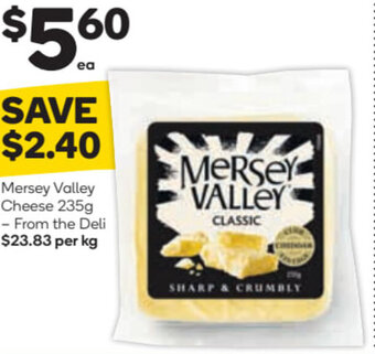 Woolworths Mersey Valley Cheese 235g offer