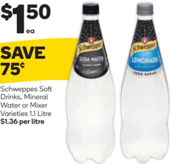 Woolworths Schweppes Soft Drinks, Mineral Water Or Mixer offer