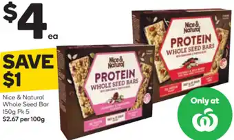 Woolworths Nice & Natural Whole Seed Bar 150g offer