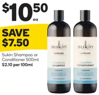Woolworths Sukin Shampoo Conditioner 500ml offer