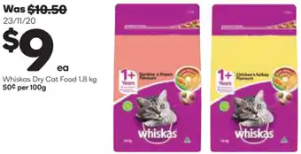 Woolworths Whiskas Dry Cat Food 1.8kg offer