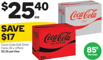 Woolworths Coco-Cola Soft Drink Cans offer