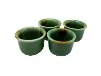 Buri Thai Celadon Ceramic Oriental Teacup, Set of 4
