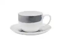 LivingStyles Ecology Watercolour Bone China Teacup & Saucer Set, Smoke offer