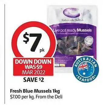 Coles Fresh Blue Mussles 1Kg offer