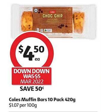 Coles Coles Muffin Bars 10 Pack 420g offer
