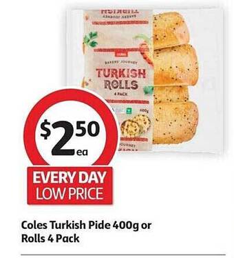 Coles Coles Turkish Pide 400g Or Rolls 4 Pack offer