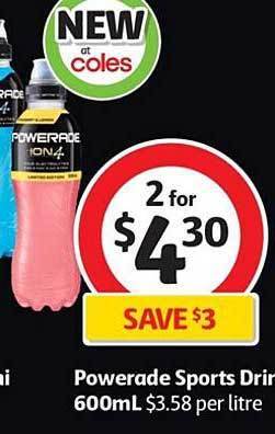 Coles Powerade Sports Drink 600mL offer